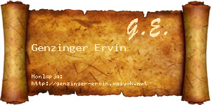 Genzinger Ervin névjegykártya
